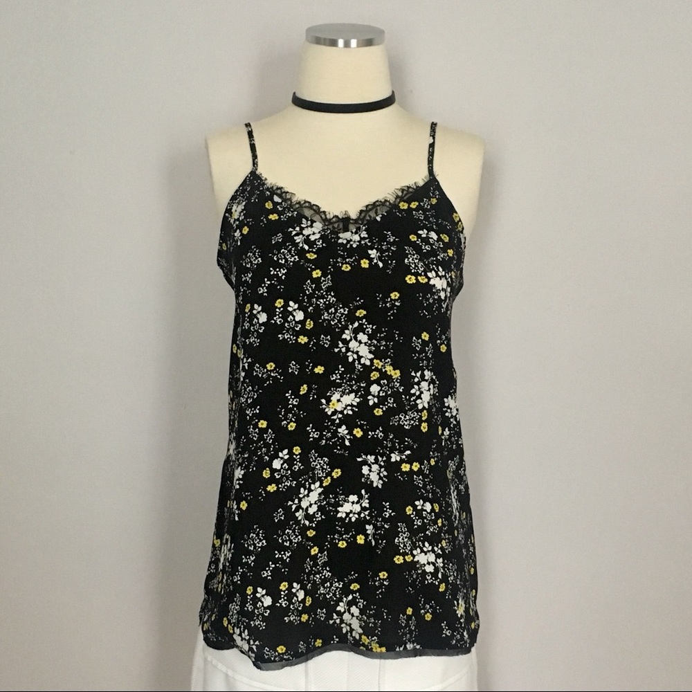 NWT lace trim floral spaghetti strap camisole